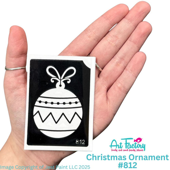 Art Factory | Glitter Tattoo Stencil - (812) Christmas Ornament - 5 Pack - #196