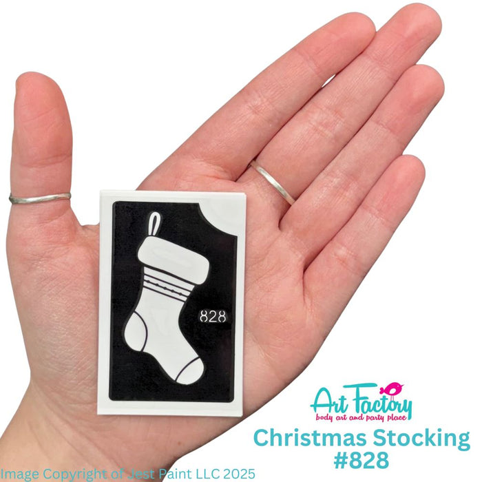 Art Factory | Glitter Tattoo Stencil - (828) Christmas Stocking - 5 Pack - #199