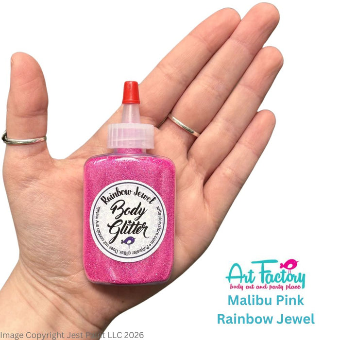 Art Factory | Rainbow Jewel Body Glitter Poof- BIG Malibu Pink (1oz)