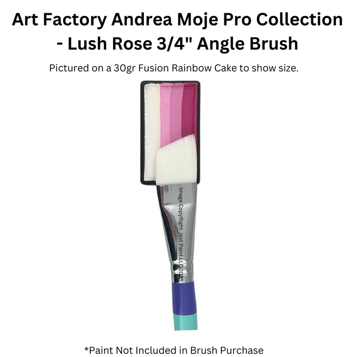 Art Factory Studio | Face Painting Brush - Andrea Moje Pro Collection - LUSH ROSE - 3/4" Angle