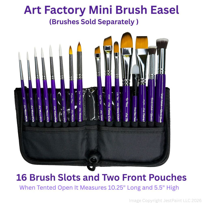 Art Factory | Single Row Brush Wallet with Zipper - All Black - MINI SIZE