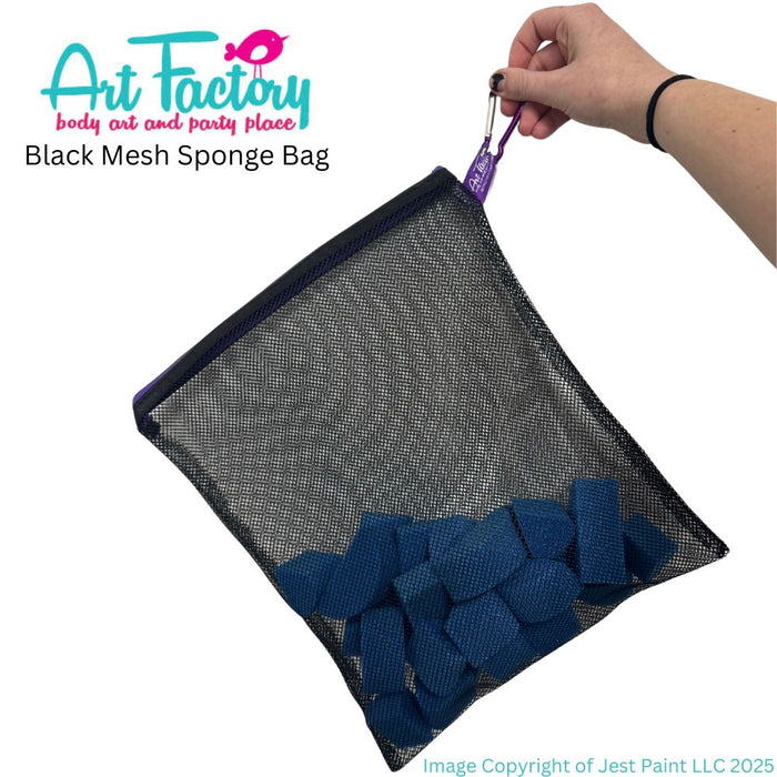 ART FACTORY | NEW Black Mesh Bag for Sponges - with attached Carabiner