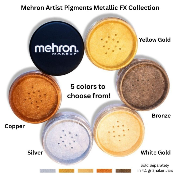 Mehron | Metallic FX Powder - Artist Pigment - YELLOW GOLD - 0.15 oz / 4.1gr