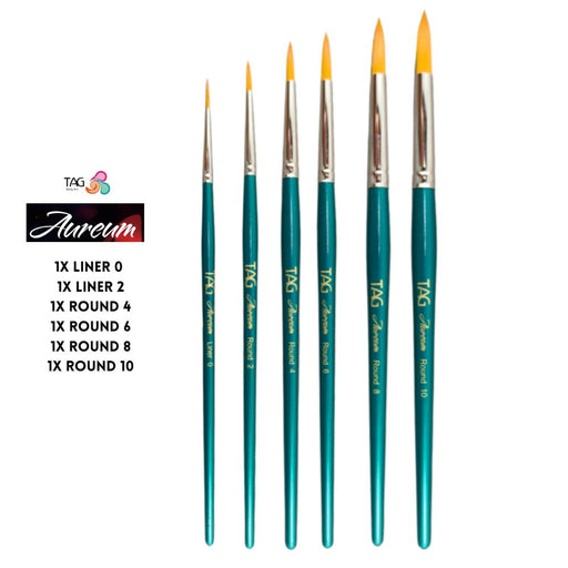 TAG | Face Painting Brushes - AUREUM Premium 6 Piece Rounds and Liners Brush Set