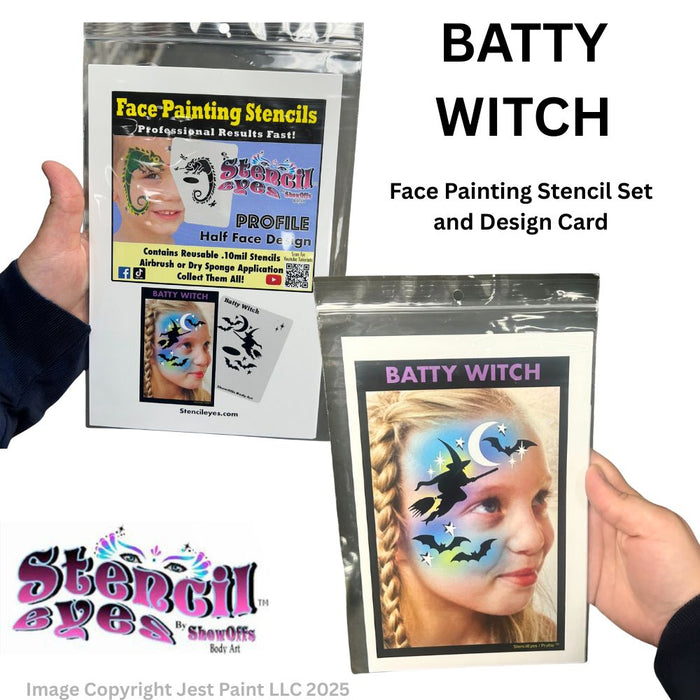 Stencil Eyes / Profiles - Face Painting Stencil - Batty Witch