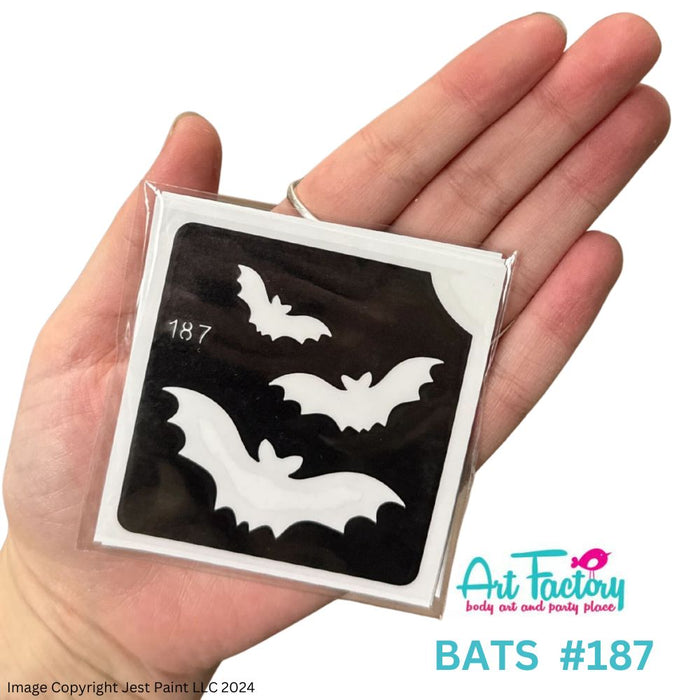 Art Factory |  Glitter Tattoo Stencil - (187) Bats - 5 Pack - #56