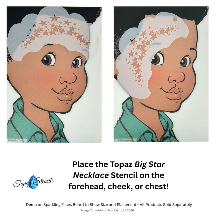Topaz Stencils | Face Painting Stencil - BIG Stars Necklace (01177)