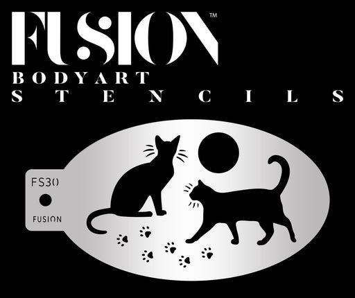 Fusion Body Art | Face Painting Stencil - Black Cat & Paw FS30