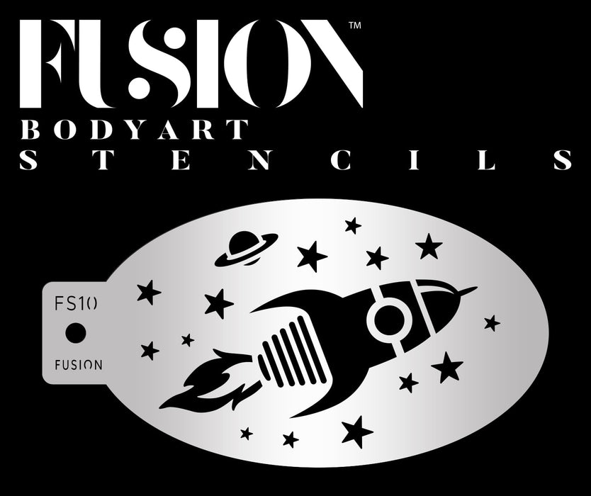 Fusion Body Art | Face Painting Stencil - Blast Off Spaceship & Stars FS10