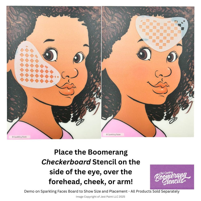 Art Factory | Boomerang Face Painting Stencil - Checkerboard (BO50)