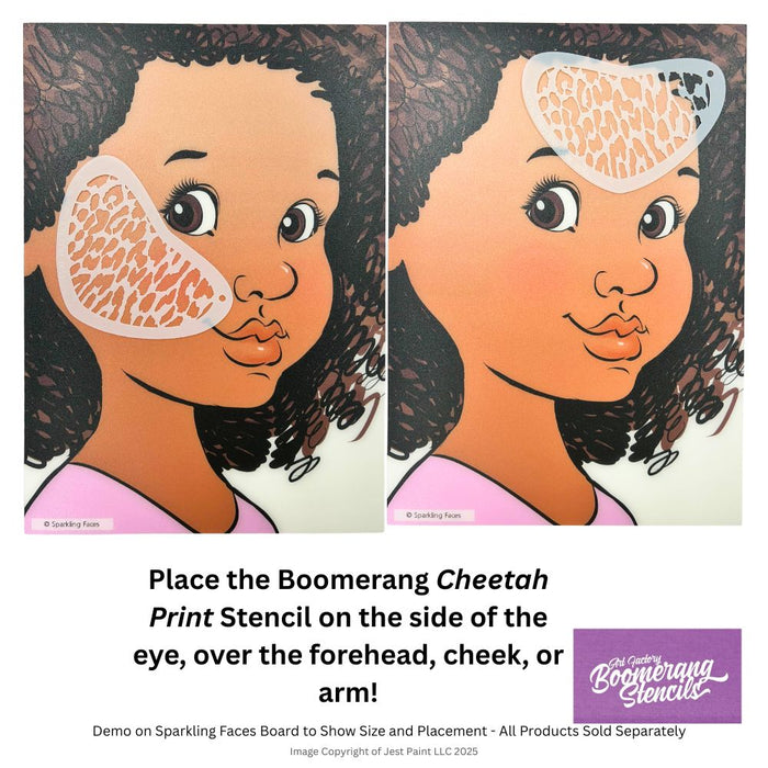 Art Factory | Boomerang Face Painting Stencil - Cheetah Print (B052)