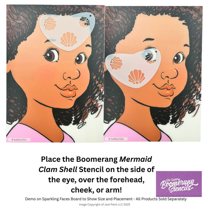 Art Factory | Boomerang Face Painting Stencil - Mermaid Clamshell (B049)
