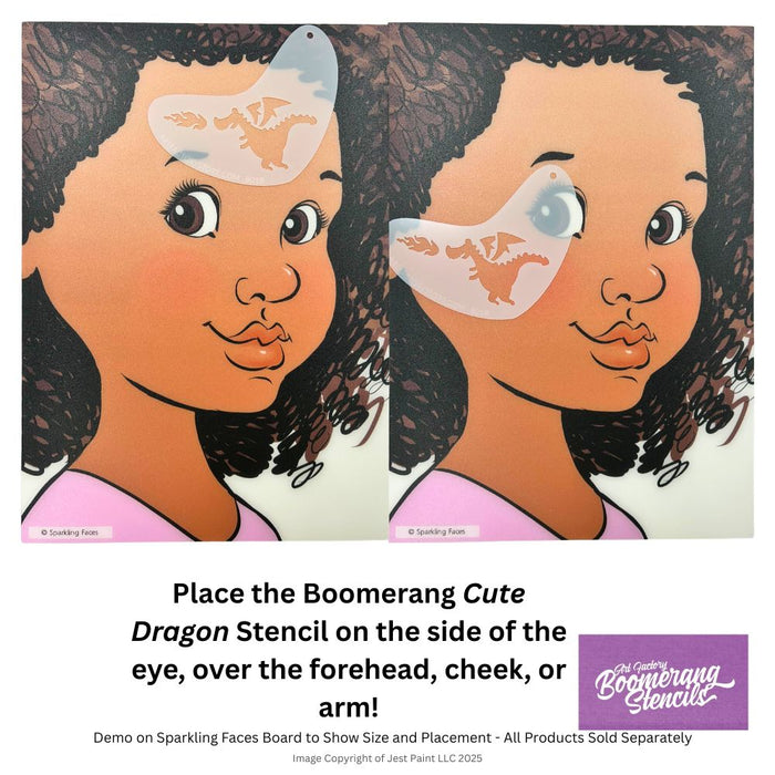 Art Factory | Boomerang Face Painting Stencil - Cute Dragon (B018)