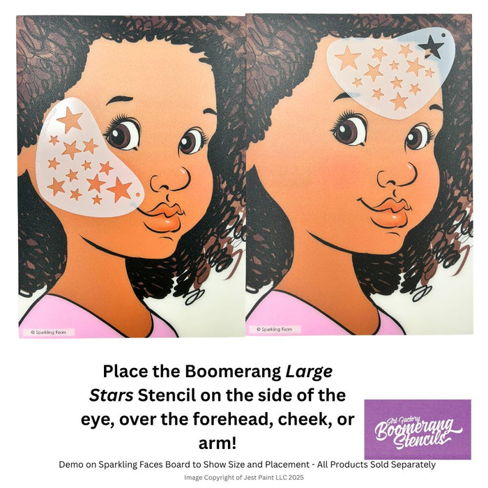 Art Factory | Boomerang Face Painting Stencil - LARGE Stars (B057)