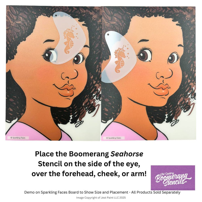 Art Factory - Boomerang Face Painting Stencil - Seahorse Unicorn (B010)
