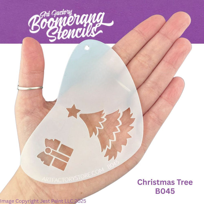 Art Factory | Boomerang Face Painting Stencil - Christmas Tree and Gift (B045)