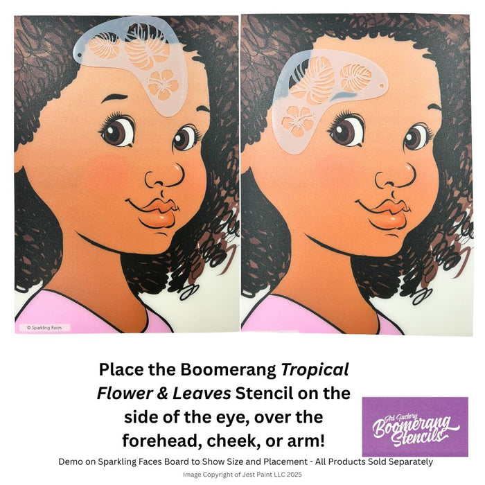 Art Factory - Boomerang Face Painting Stencil - Tropical Flower and Leaves (B028)