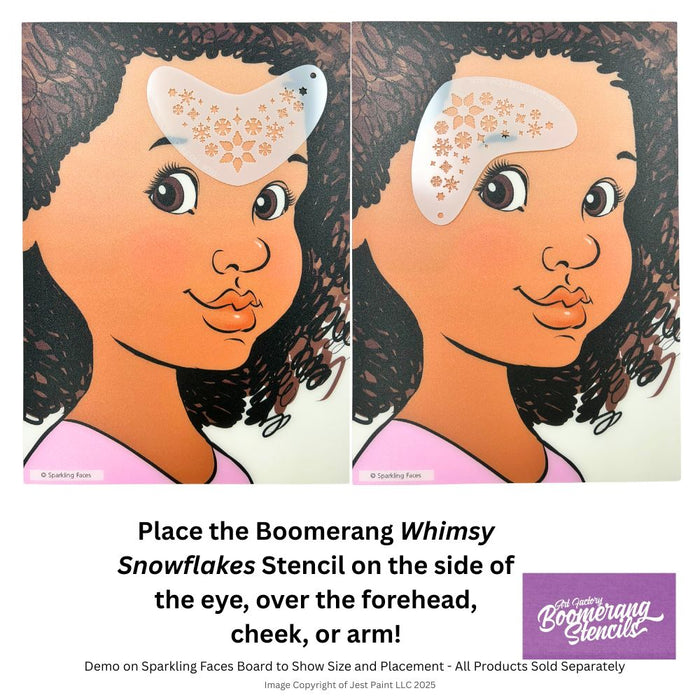 Art Factory | Boomerang Face Painting Stencil - Whimsy Snowflakes (B031)