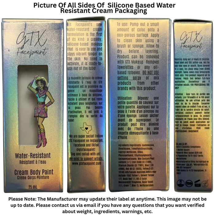 GTX Face Paint | Silicone Based Water Resistant Cream - Metallic Weddin' Band Gold - 25ml Easy Squeezy Tube