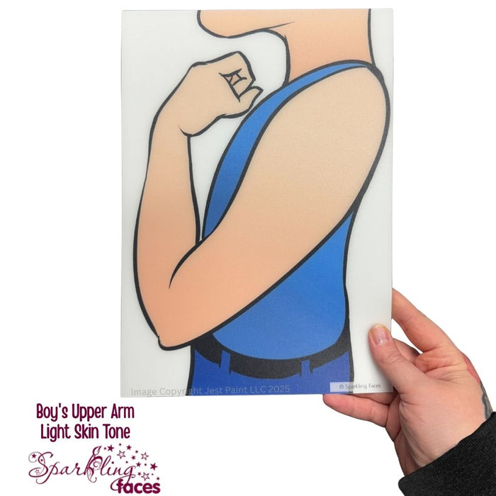 Sparkling Faces | Face Painting Practice Board - Boy's Upper Arm - Light Skin Tone