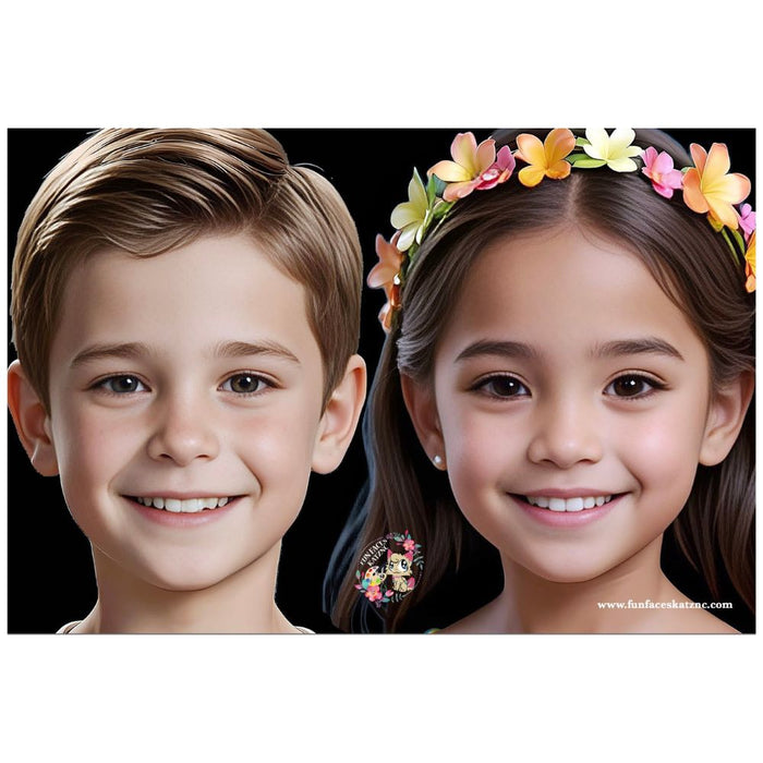 Fun Faces KatzNC | Face Painting Practice Board - Boy and Girl Front Facing  (BG1)