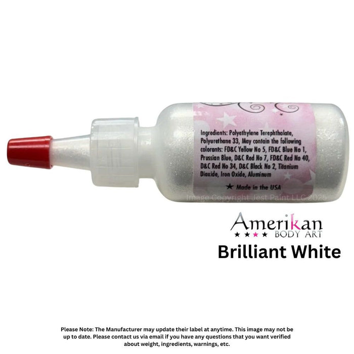 Amerikan Body Art | Face Paint Glitter Poof - Opaque (Not Glittery) Brilliant White (1/2oz) #29