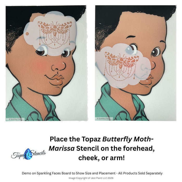 Topaz Stencils | Face Painting Stencil - BIG Butterfly Moth - Marissa (0968)