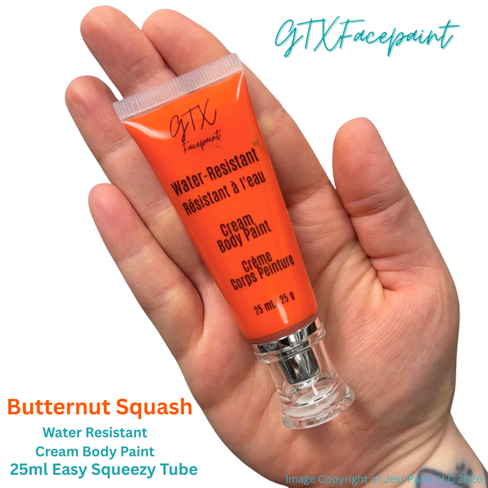 GTX Face Paint | Silicone Based Water Resistant Cream - Butternut Squash Orange -  25ml Easy Squeezy Tube