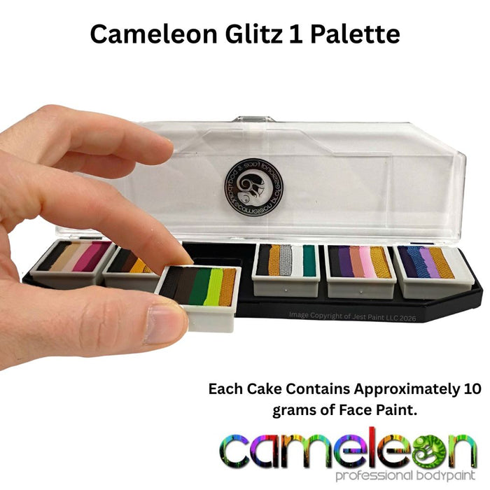 Cameleon Face Paint  | Split Cake Colorblock Palette - Grown Up Glitz 1 - 6 x 10gr