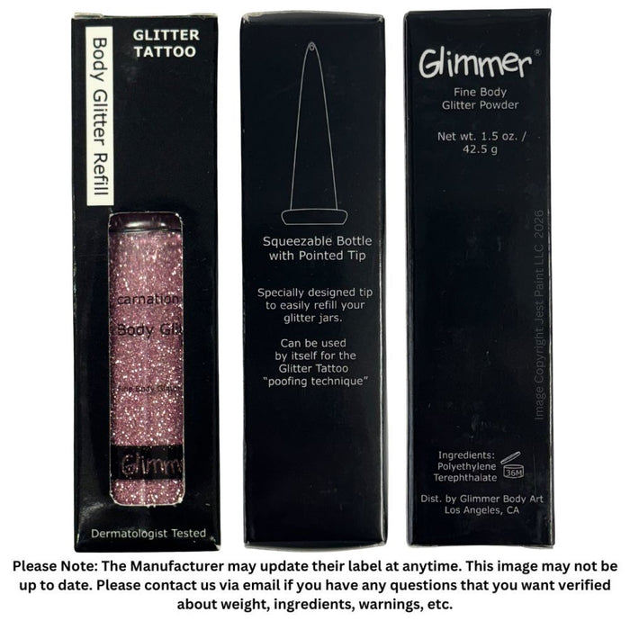 Glimmer Body Art Face Paint Glitter Refill Bottle - Carnation Pink - 1.5oz