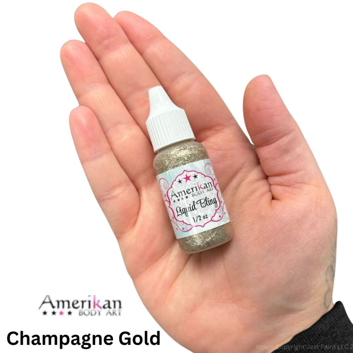 Amerikan Body Art | LIQUID BLING Face Painting Glitter Gel - Champagne Gold 1/2oz   #2