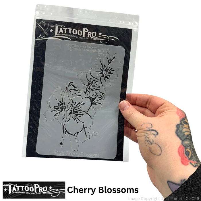 Tattoo Pro  | Body Painting Stencil - SINGLES Cherry Blossoms- S125