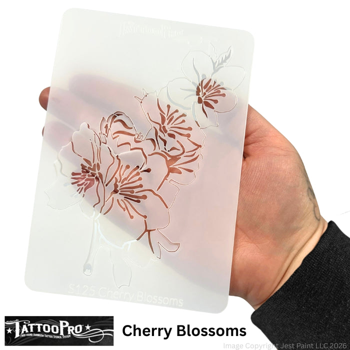 Tattoo Pro  | Body Painting Stencil - SINGLES Cherry Blossoms- S125