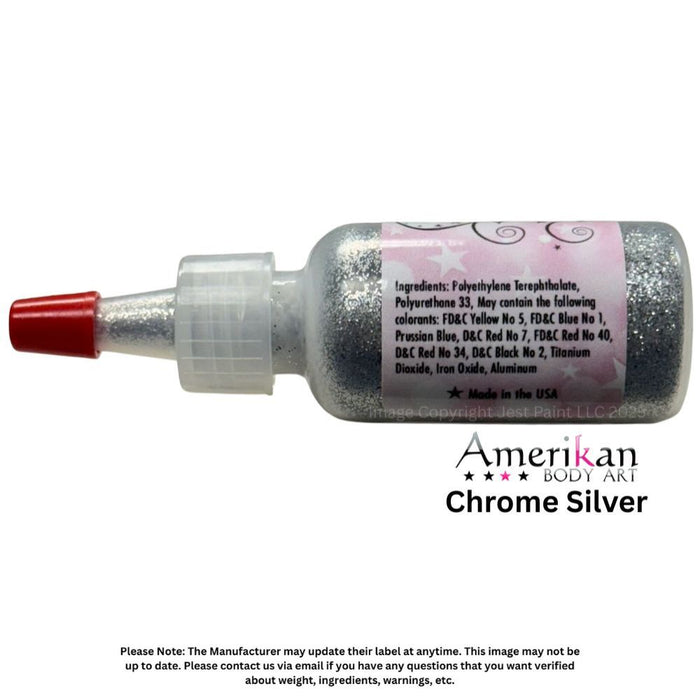 Amerikan Body Art | Face Paint Glitter Poof - Opaque Chrome Silver (1/2oz)  #22
