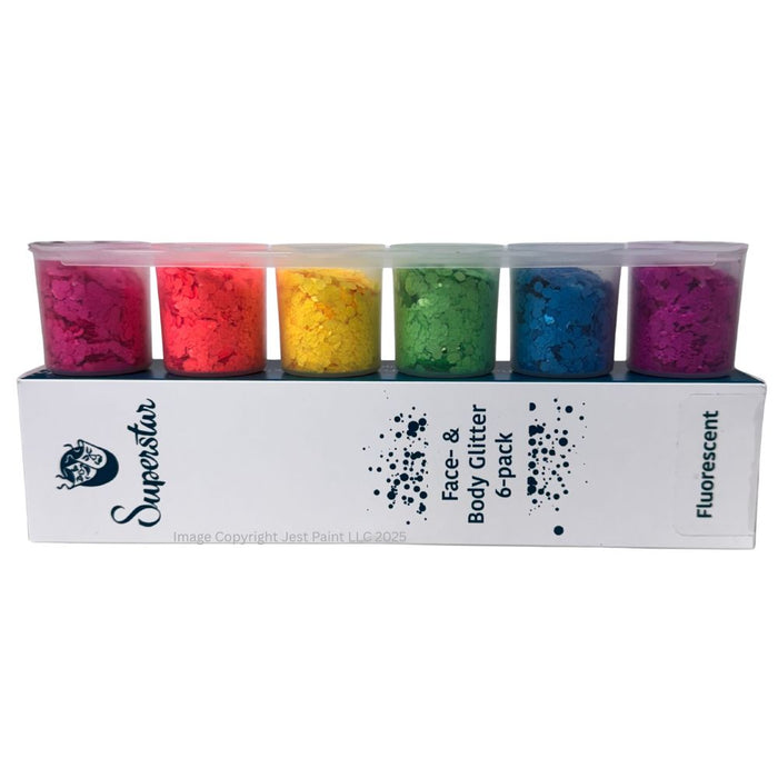 Superstar | Loose CHUNKY Glitter Mix Set 98970 -  CHUNKY FLUORESCENT Six Pack (130ml)