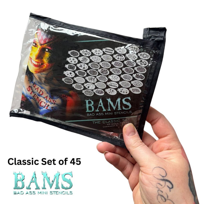 Bad Ass Stencil  - Face Painting Stencils - Classic Set of 45 Stencils
