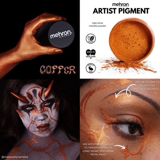 Mehron | Metallic FX Powder - Artist Pigment - COPPER - 0.15 oz / 4.1gr