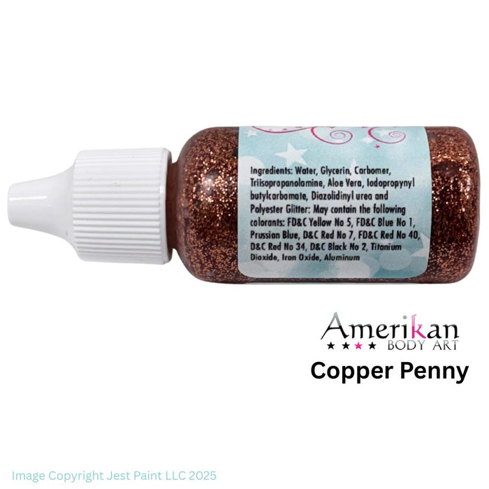 Amerikan Body Art | LIQUID BLING Face Painting Glitter Gel - Copper Penny 1/2oz   #6