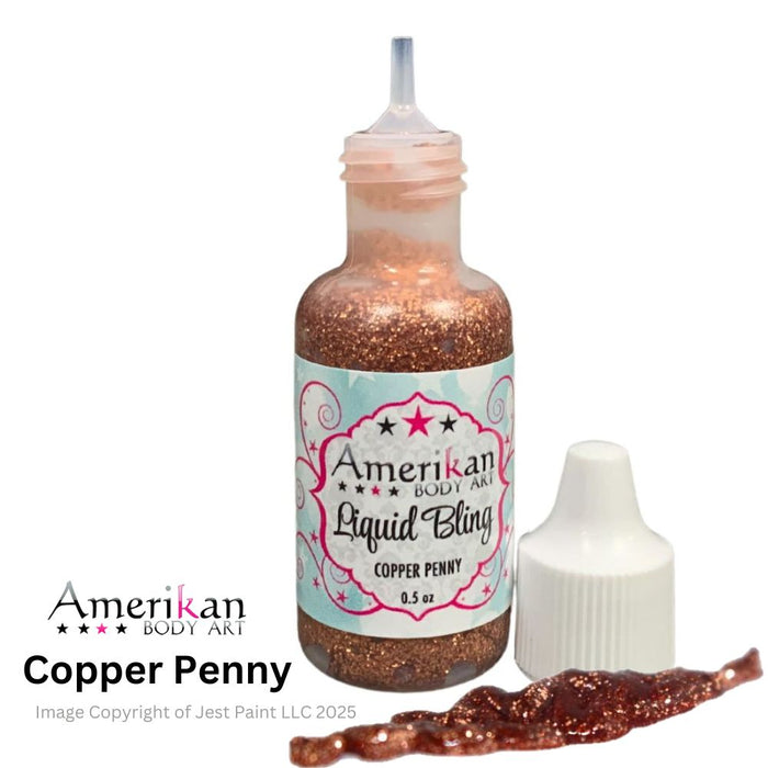 Amerikan Body Art | LIQUID BLING Face Painting Glitter Gel - Copper Penny 1/2oz   #6