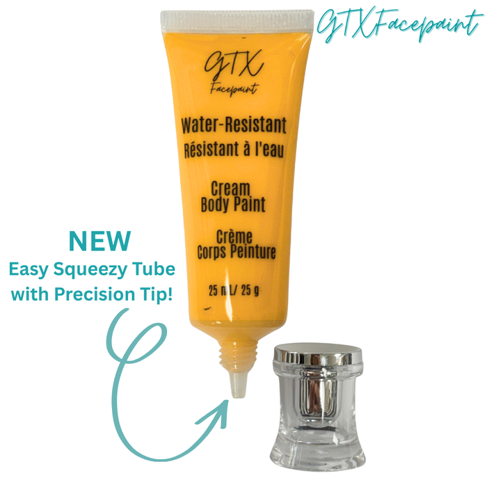 GTX Face Paint | Silicone Based Water Resistant Cream - Cornbread Yellow  - 25ml Easy Squeezy Tube