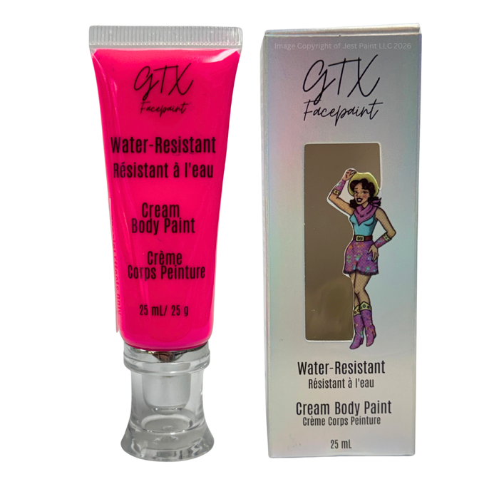 GTX Paint | Silicone Based Water Resistant Cream - Neon Crawdad Pink - 25ml Easy Squeezy Tube (SFX - Non Cosmetic)