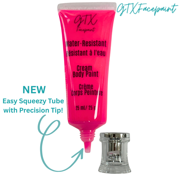 GTX Paint | Silicone Based Water Resistant Cream - Neon Crawdad Pink - 25ml Easy Squeezy Tube (SFX - Non Cosmetic)