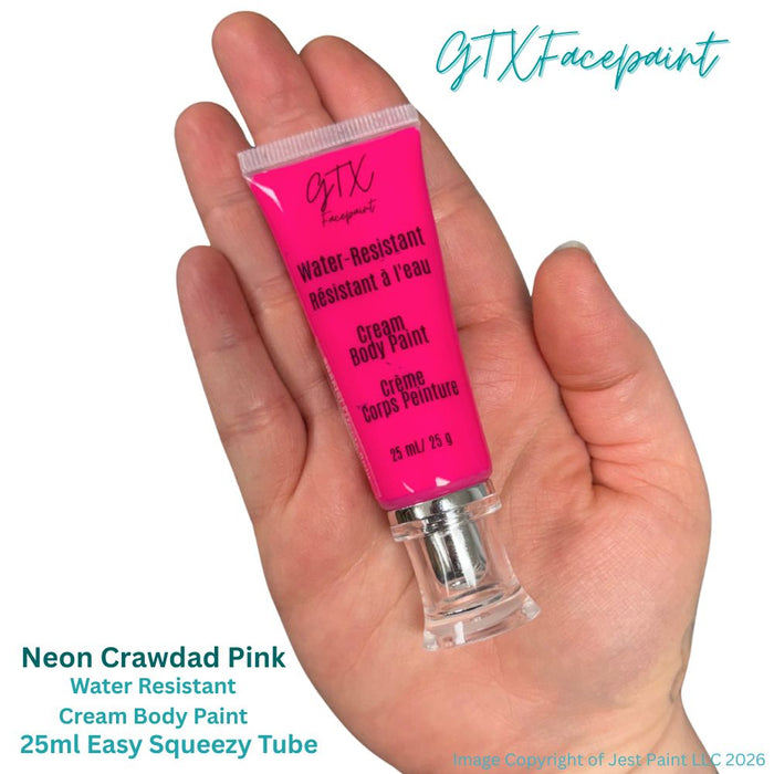 GTX Paint | Silicone Based Water Resistant Cream - Neon Crawdad Pink - 25ml Easy Squeezy Tube (SFX - Non Cosmetic)