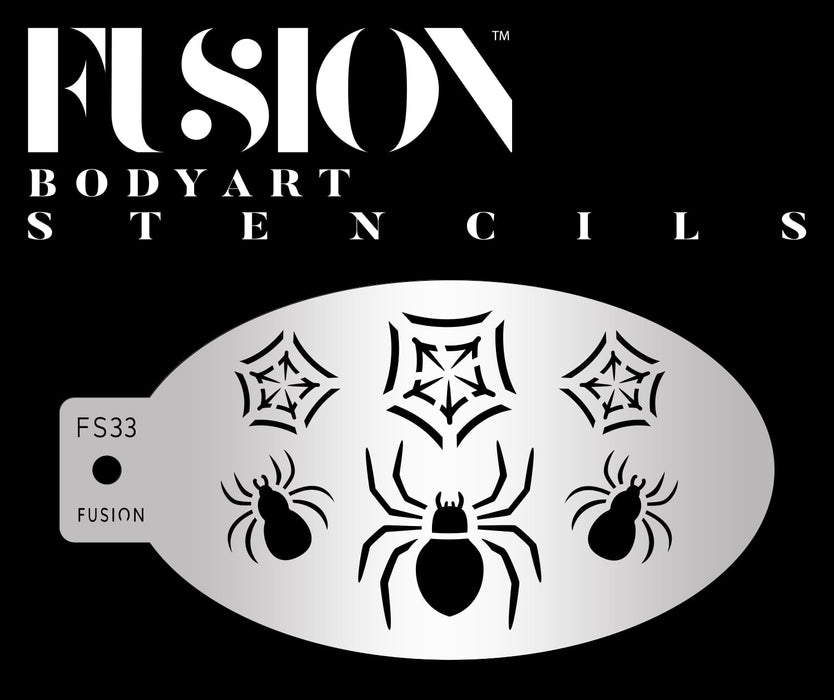 Fusion Body Art | Face Painting Stencil - Crawling Spider & Web FS33