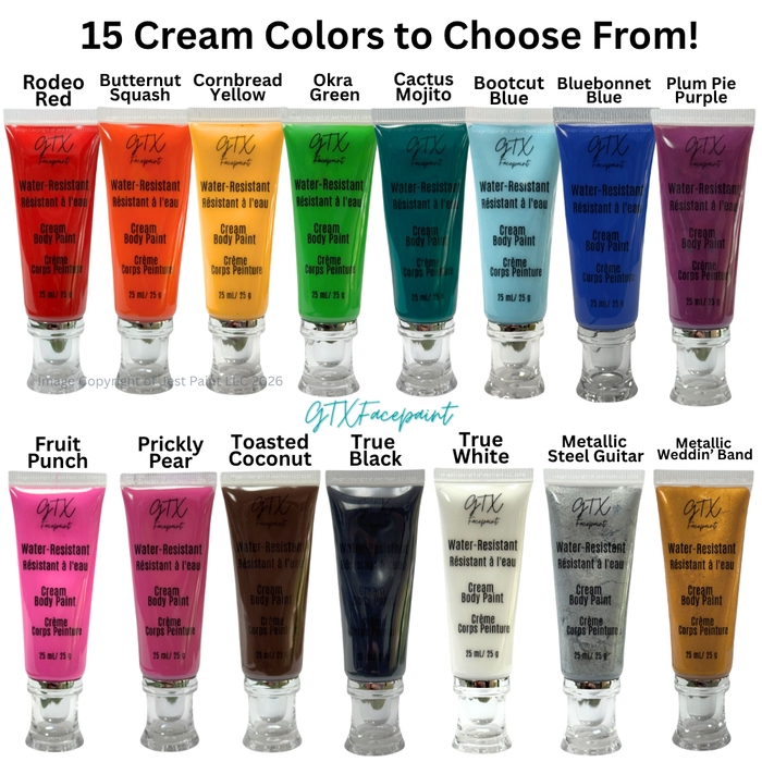 GTX Face Paint | Silicone Based Water Resistant Cream - Bootcut Blue - 25ml Pump Bottle Easy Squeezy Tube