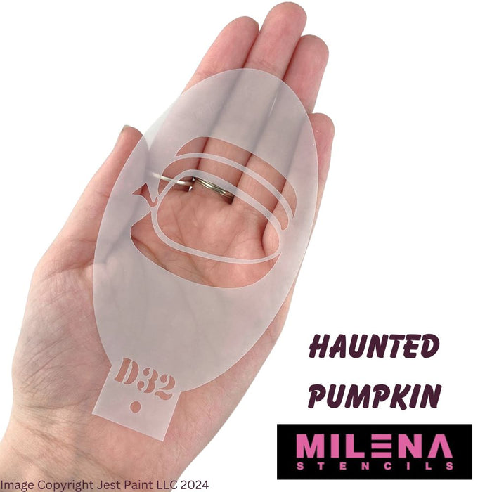 MILENA STENCILS | Face Painting Stencil - (Haunted Pumpkin)  D32