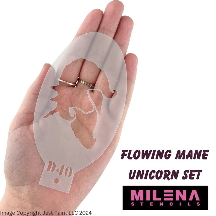 MILENA STENCILS | Face Painting Stencil -  (Flowing Mane Unicorn Set)  D40