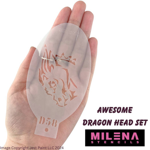 MILENA STENCILS | Face Painting Stencil -  (Awesome Dragon Head Stencil Set)  D58