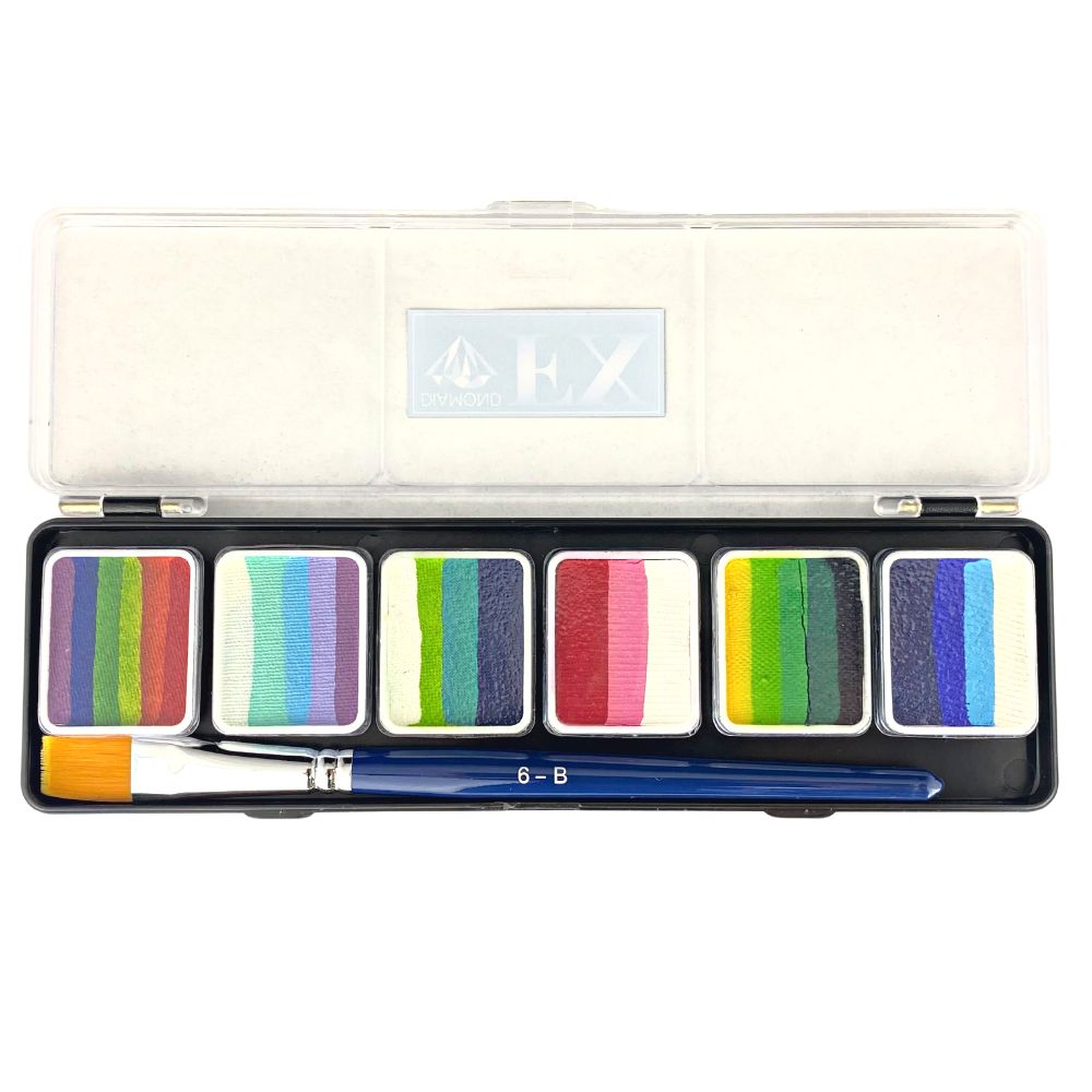 Professional Face & Body Painting Kit 10 Colors Rainbow Water Activated Paints Split Cakes Palette Makeup Facepaints with Brush & Hypoallergenic for
