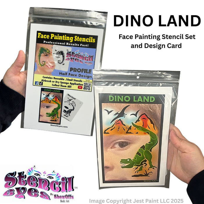 Stencil Eyes / Profiles - Face Painting Stencil - DINO LAND - One Size Fits Most